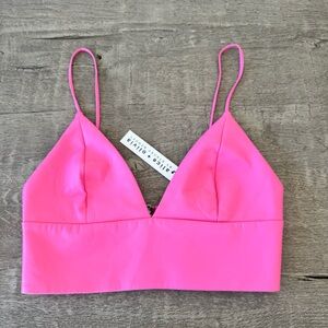 Alice + Olivia by Stacey Bendet Hot Pink Faux Leather Bralette Top – NWT
